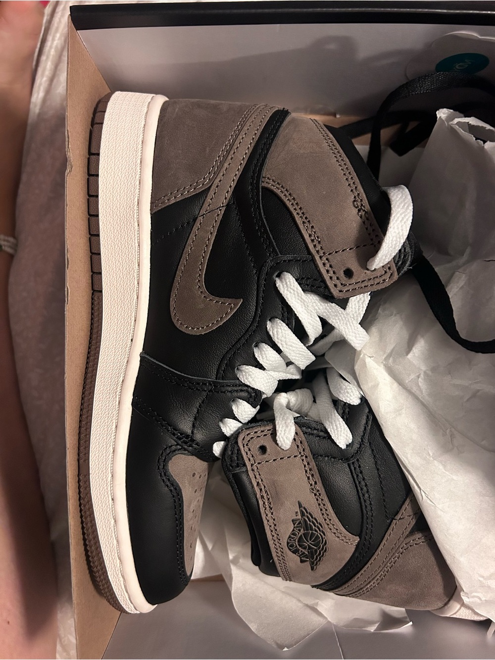 Kids High-Top Sneakers in Black & Taupe - Classic Athletic Style